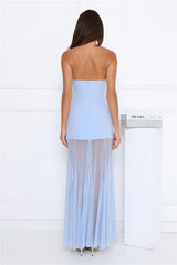 Dewkissed Bloom Strapless Maxi Dress Blue