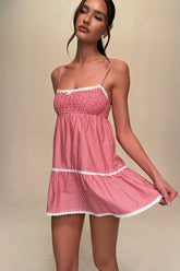 Baby Gingham Mini Dress - Ladybug Gingham