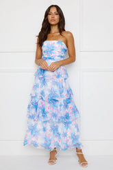 Chicago Chic Strapless Maxi Dress Blue
