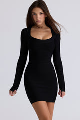 black long sleeve bandage mini dress