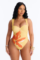 On Island Time Floral Underwire Maxi 2 Piece Bikini Skirt Set - Yellow/combo