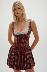 Enchantment Mini Dress - Chocolate Dot
