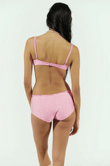 Lucia Eyelet Shine Bikini Top - Cherry Blossom