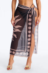 Act Up Novelty Adjustable Waist Tie Swim Cover Up - Black/combo