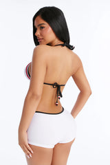 Just Can't Compete 2pc Boyshort Bikini - White