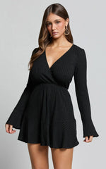 The Next Step Mini Dress - Long Sleeve Dress in Black