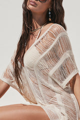 Elizabeth Crochet Cover Up Dress - Beige