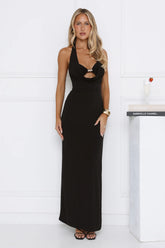 Wardrobe Elevated Halter Maxi Dress Black