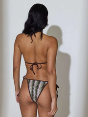 Spritz Sequin Crochet Bikini Top in Olive