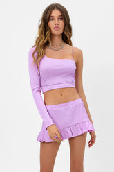 Keira Plissé One Shoulder Bikini Top - Wisteria