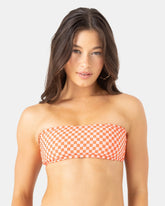 Flower Power Lace Up Bandeau Bikini Top