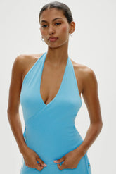 Lullaby Halter Wrap Top - Blue Vanilla