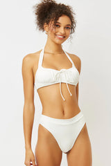 Bea High Waist Bikini Bottom - White