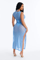 Cold Water Mesh Cover Up Dress - Blue