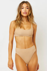 Connor Ribbed Scoop Bikini Top - Earth