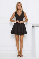 Be Mine Main Embroidered Mini Dress Black