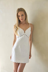 Paulina Scallop Linen Mini Dress