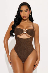 Ophelia Swirl Hardware Shimmer 1 Piece Swimsuit - Bronze