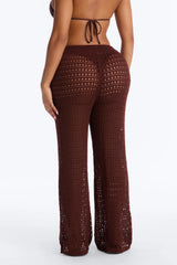 Temptress Textured Knit Swim Cover Up Pant - Chocolate