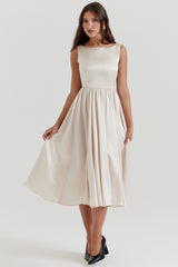 vintage cream midi dress