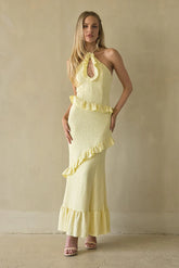 Vanita Ruffled Halter Maxi Dress