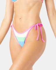 Surf City Colorblock Tie Side Cheeky Bikini Bottom