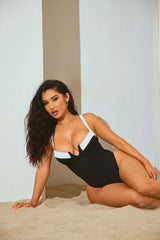 Pools In Paris Underwire 1 Piece Swimsuit - Black/White