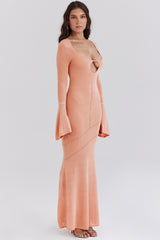 sorbet metallic knit maxi dress