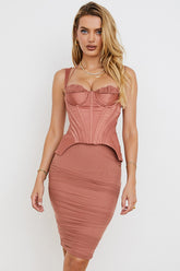 antique rose corset midi dress