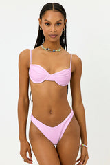 Enzo Shine Cheeky Bikini Bottom - Azalea Pink