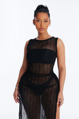 Cold Water Mesh Cover Up Dress - Black