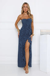 Twirl Queen Strapless Maxi Dress Teal