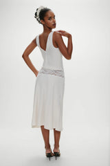 Harper Satin Lace Midi Skirt - Heaven