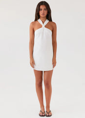 Keira Linen Micro Mini Dress - White