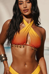 Sunset Ombre Crystal Gemstones 2 Piece Bikini - Orange/combo