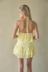 Maxine Chiffon Ruffle Mini Romper Dress