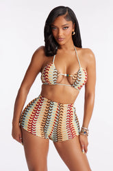 Natasha Crochet 2 Piece Boyshort Bikini - Blue/combo