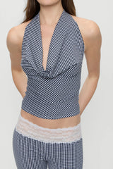 Jay Gingham Halter Top - Midnight Wishes