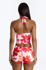 Isla 2 Piece Floral Tankini & Boyshort Bottom Set - Pink/combo