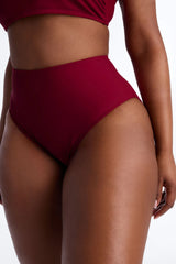 Maui Mix And Match High Rise Bikini Bottom - Burgundy