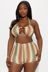 Natasha Crochet 2 Piece Boyshort Bikini - Blue/combo