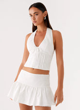 Mavis Halter Top - White
