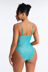 Ophelia Swirl Hardware Shimmer 1 Piece Swimsuit - Teal