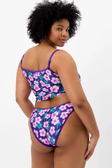 Meg Shine Tankini Bikini Top - Purple Hibiscus