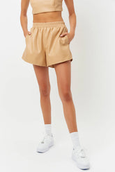 Rusty Vegan Leather Shorts - Earth