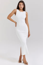 white sleeveless maxi dress