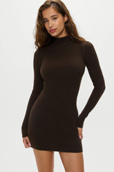 Date Night Knit Mini Dress - Chocolate Brown