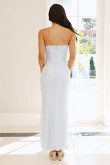 Dollhouse Diaries Strapless Lace Maxi Dress Blue