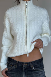Bea Cloud Knit Zip Up Sweater - Honeymoon