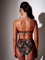 Serene Bead Detail Bandeau Bikini Top in Snakeskin